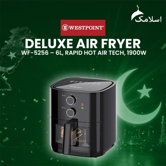 Westpoint WF-5256 Deluxe Air Fryer โ 6L Capacity, Rapid Hot Air Technology, 1900W